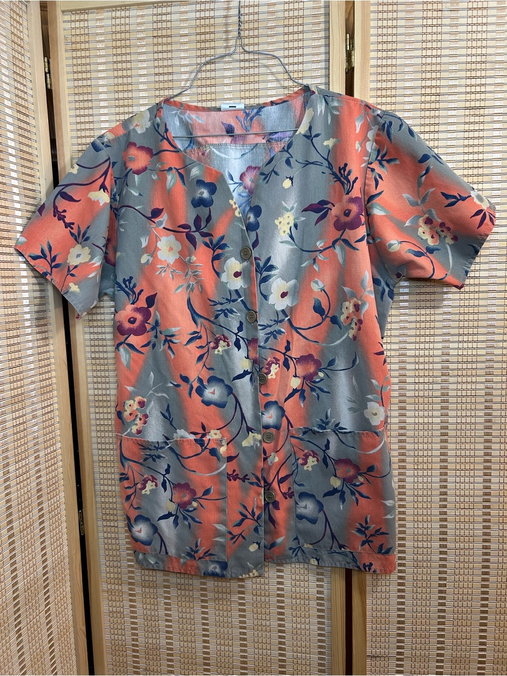 Vintage Fall Blouse Scrub Top